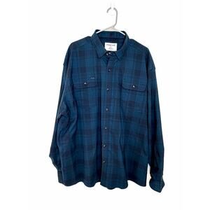 Poncho The Blue Goose Performance Flannel Regular Fit Sz XXL Dark Blue Plaid EUC